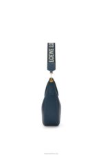 Loewe Women Luna bag in satin calfskin and jacquard 206XF483 Onyx Blue - Image 4