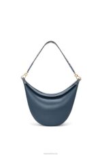 Loewe Women Luna bag in satin calfskin and jacquard 206XF483 Onyx Blue - Image 5