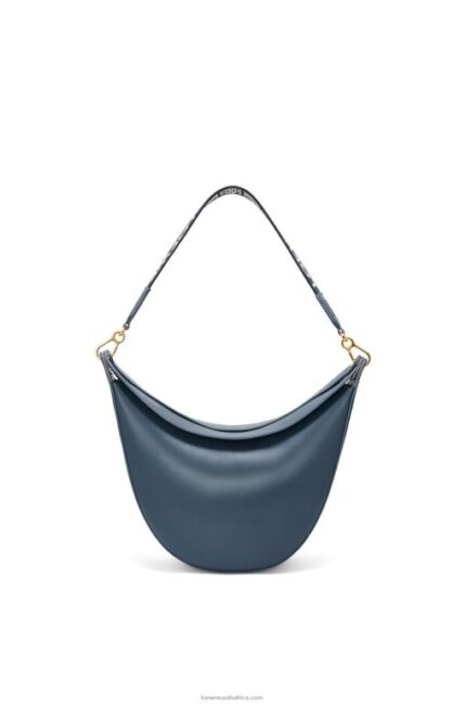 Loewe Women Luna bag in satin calfskin and jacquard 206XF483 Onyx Blue