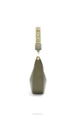 Loewe Women Luna bag in satin calfskin and jacquard 206XF511 Avocado Green - Image 4