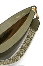 Loewe Women Luna bag in satin calfskin and jacquard 206XF511 Avocado Green - Image 6