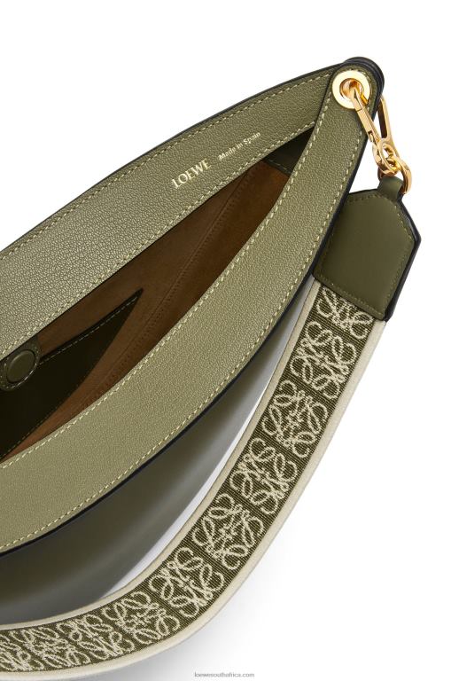 Loewe Women Luna bag in satin calfskin and jacquard 206XF511 Avocado Green - Image 6