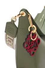 Loewe Women Luna bag in satin calfskin and jacquard 206XF511 Avocado Green - Image 8