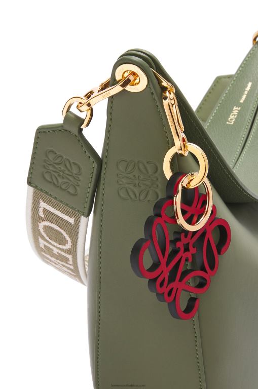 Loewe Women Luna bag in satin calfskin and jacquard 206XF511 Avocado Green - Image 8