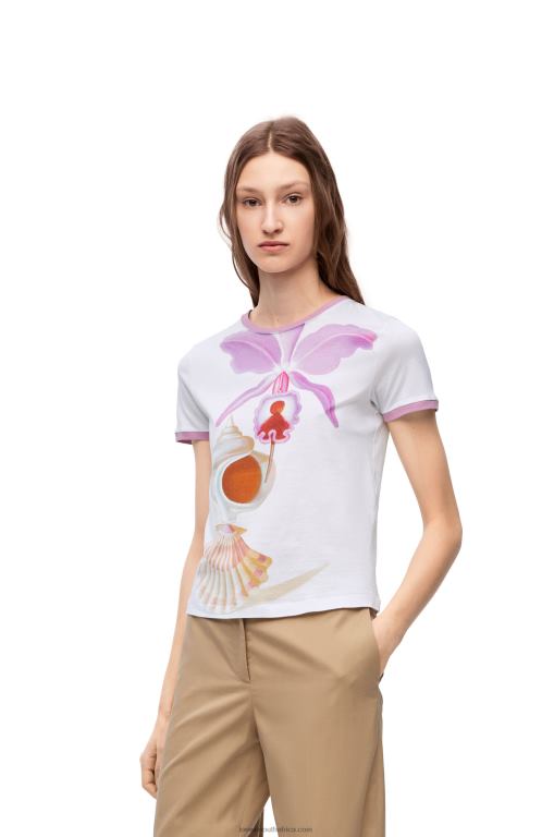 Loewe Women Maruja Mallo slim fit T-shirt in cotton 206XF776 White/Multicolor - Image 2