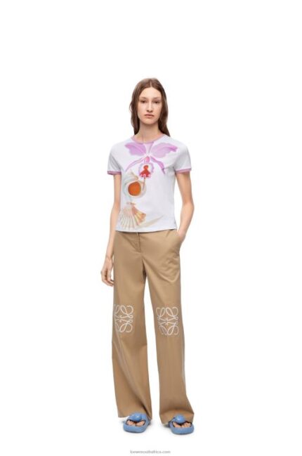 Loewe Women Maruja Mallo slim fit T-shirt in cotton 206XF776 White/Multicolor