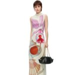 Loewe Women Maruja Mallo tube dress in cotton 206XF1036 White/Multicolor