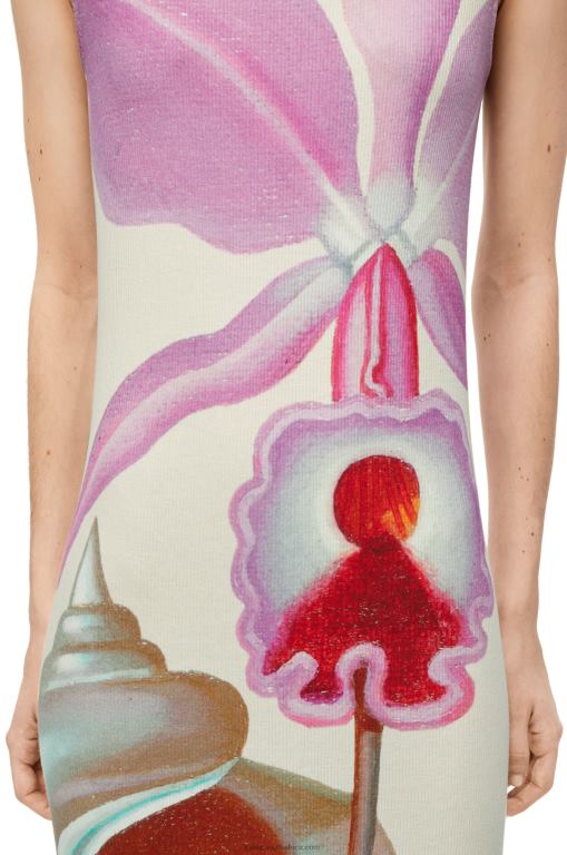 Loewe Women Maruja Mallo tube dress in cotton 206XF1036 White/Multicolor - Image 3