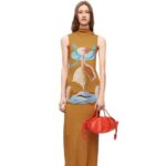Loewe Women Maruja Mallo tube dress in cotton 206XF1037 Camel/Multicolor