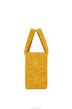 Loewe Women Medium Font Tote in raffia 206XF13 Ochre - Image 4