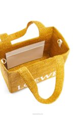 Loewe Women Medium Font Tote in raffia 206XF13 Ochre - Image 7