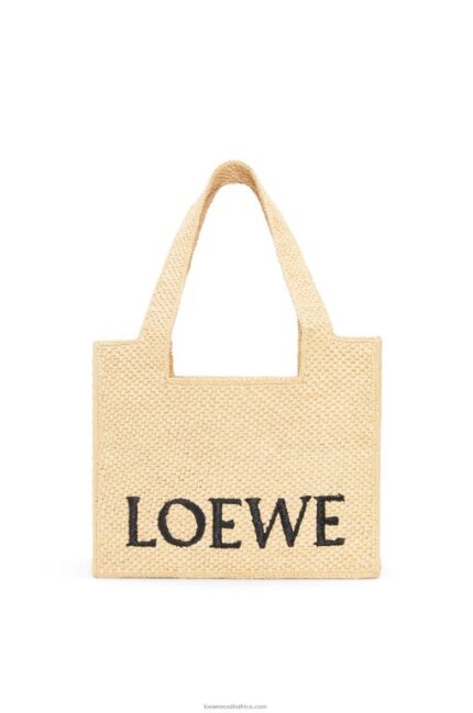 Loewe Women Medium Font Tote in raffia 206XF30 Natural