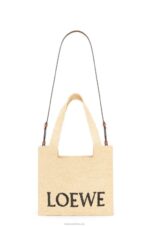 Loewe Women Medium Font Tote in raffia 206XF30 Natural - Image 6