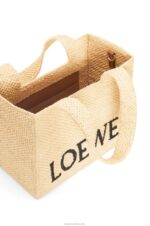 Loewe Women Medium Font Tote in raffia 206XF30 Natural - Image 7