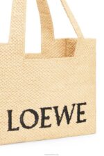 Loewe Women Medium Font Tote in raffia 206XF30 Natural - Image 8