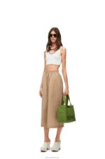 Loewe Women Medium Font Tote in raffia 206XF32 Green - Image 2