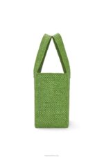 Loewe Women Medium Font Tote in raffia 206XF32 Green - Image 4