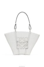 Loewe Women Mermaid basket bag in plastic and calfskin 206XF59 White