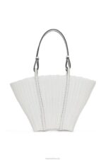 Loewe Women Mermaid basket bag in plastic and calfskin 206XF59 White - Image 3
