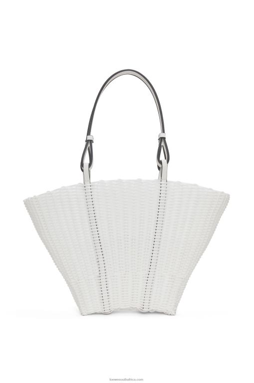 Loewe Women Mermaid basket bag in plastic and calfskin 206XF59 White - Image 3