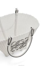 Loewe Women Mermaid basket bag in plastic and calfskin 206XF59 White - Image 4