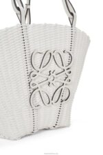 Loewe Women Mermaid basket bag in plastic and calfskin 206XF59 White - Image 5