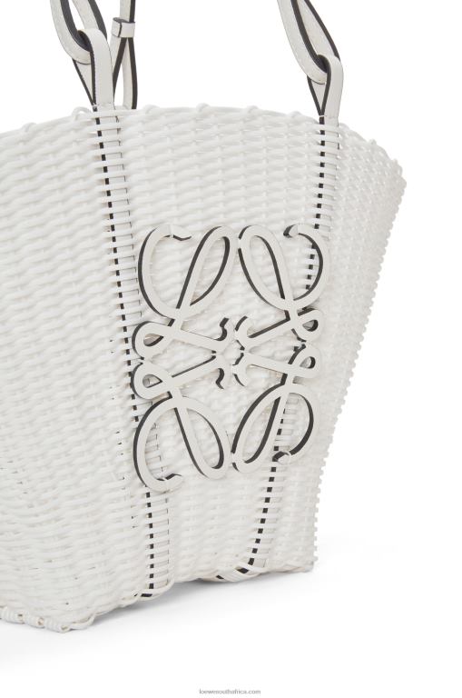 Loewe Women Mermaid basket bag in plastic and calfskin 206XF59 White - Image 5