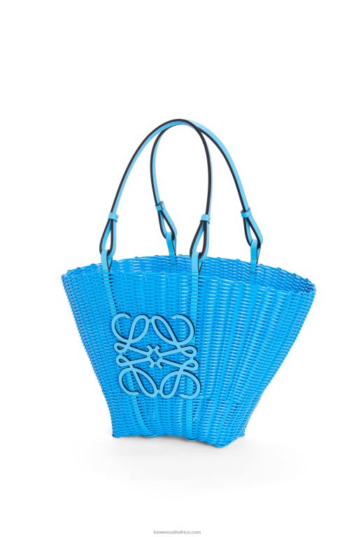 Loewe Women Mermaid basket bag in plastic and calfskin 206XF60 Sky Blue - Image 3