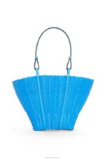Loewe Women Mermaid basket bag in plastic and calfskin 206XF60 Sky Blue - Image 4