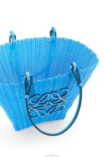 Loewe Women Mermaid basket bag in plastic and calfskin 206XF60 Sky Blue - Image 5
