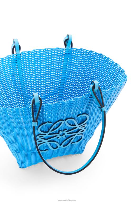 Loewe Women Mermaid basket bag in plastic and calfskin 206XF60 Sky Blue - Image 5