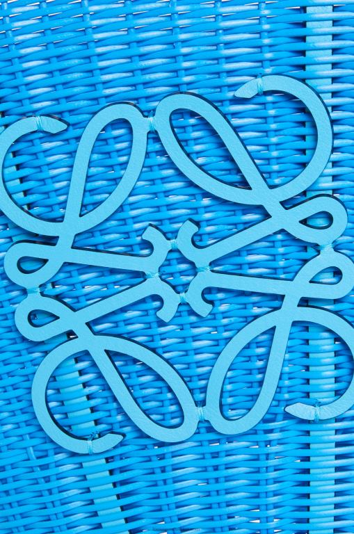 Loewe Women Mermaid basket bag in plastic and calfskin 206XF60 Sky Blue - Image 6
