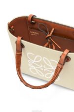 Loewe Women Mini Anagram Tote bag in jacquard and calfskin 206XF128 Ecru/Tan - Image 7