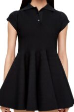 Loewe Women Mini dress in viscose blend knit 206XF1079 Black - Image 5