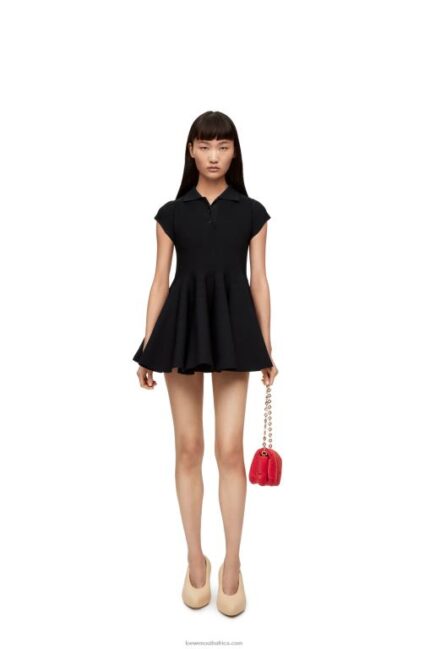 Loewe Women Mini dress in viscose blend knit 206XF1079 Black