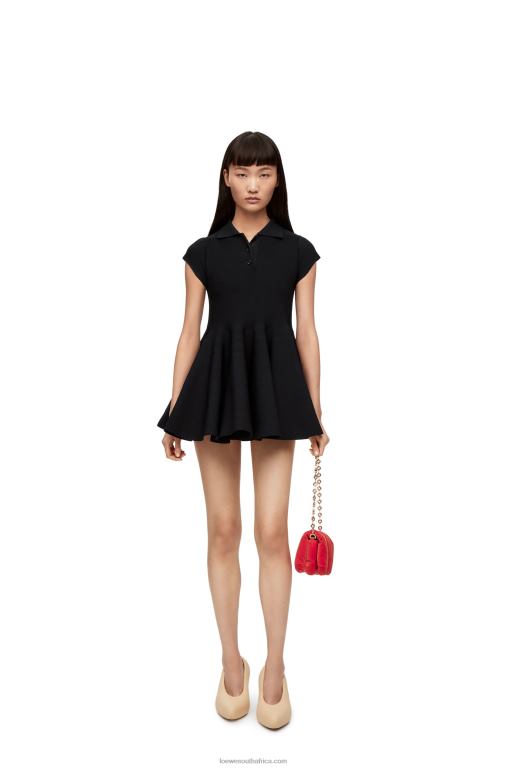 loewe_women_mini_dress_in_viscose_blend_knit_206xf1079_black.jpg Loewe Women Mini dress in viscose blend knit 206XF1079 Black - Image 1