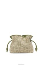 Loewe Women Mini Flamenco clutch in Anagram jacquard and calfskin 206XF291 Green/Avocado Green