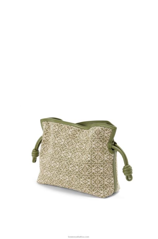 Loewe Women Mini Flamenco clutch in Anagram jacquard and calfskin 206XF291 Green/Avocado Green - Image 3