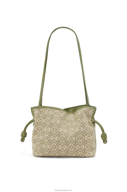 Loewe Women Mini Flamenco clutch in Anagram jacquard and calfskin 206XF291 Green/Avocado Green - Image 5