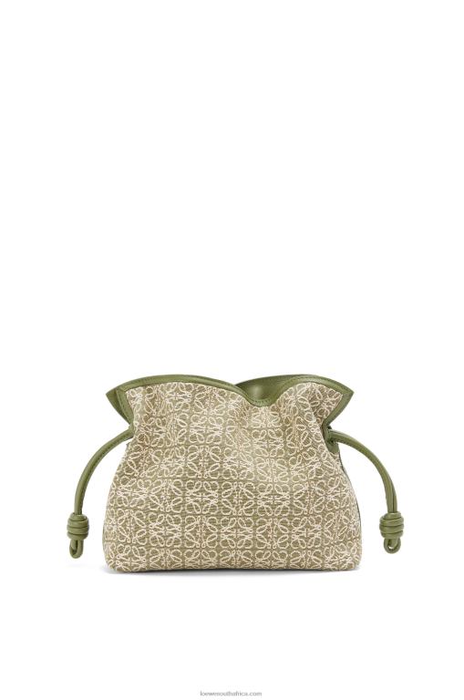 loewe_women_mini_flamenco_clutch_in_anagram_jacquard_and_calfskin_206xf291_green_avocado_green.jpg Loewe Women Mini Flamenco clutch in Anagram jacquard and calfskin 206XF291 Green/Avocado Green - Image 1