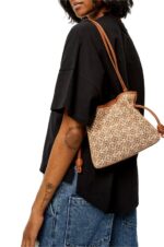 Loewe Women Mini Flamenco clutch in Anagram jacquard and calfskin 206XF310 Tan/Pecan - Image 2