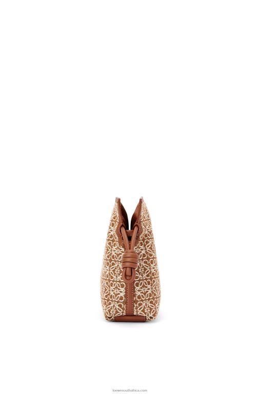 Loewe Women Mini Flamenco clutch in Anagram jacquard and calfskin 206XF310 Tan/Pecan - Image 4