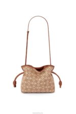 Loewe Women Mini Flamenco clutch in Anagram jacquard and calfskin 206XF310 Tan/Pecan - Image 5