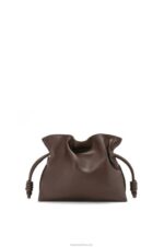 Loewe Women Mini Flamenco clutch in nappa calfskin 206XF555 Chocolate