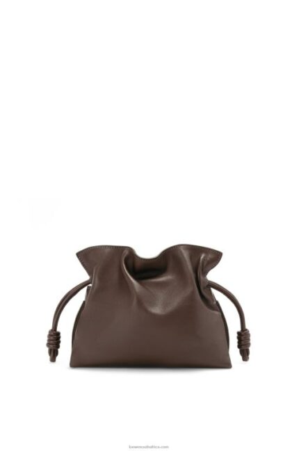 Loewe Women Mini Flamenco clutch in nappa calfskin 206XF555 Chocolate