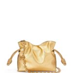 Loewe Women Mini Flamenco clutch in nappa calfskin with chain 206XF333 Gold