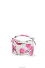 Loewe Women Mini Flower Puzzle Edge bag in satin calfskin 206XF235 White/Pink