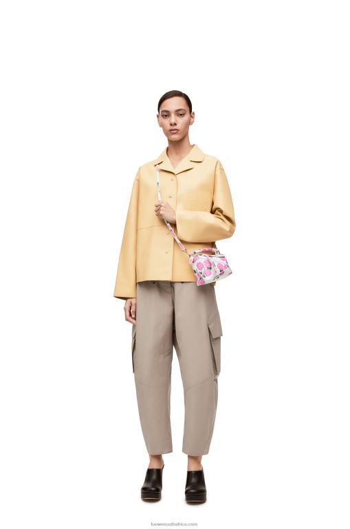 Loewe Women Mini Flower Puzzle Edge bag in satin calfskin 206XF235 White/Pink - Image 8