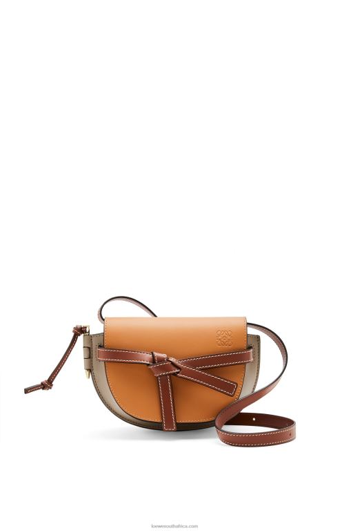 loewe_women_mini_gate_dual_bag_in_soft_calfskin_206xf238_amber_light_grey_rust_colour.jpg Loewe Women Mini Gate Dual bag in soft calfskin 206XF238 Amber/Light Grey/Rust Colour - Image 1