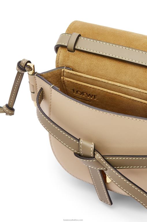 Loewe Women Mini Gate Dual bag in soft calfskin 206XF240 Clay Green/Dusty Beige - Image 7